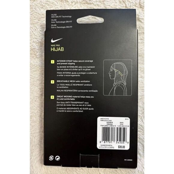 Nike Pro HIJAB Black Sz XS/Small Performance With Dri Fit Technology - Picture 3 of 3